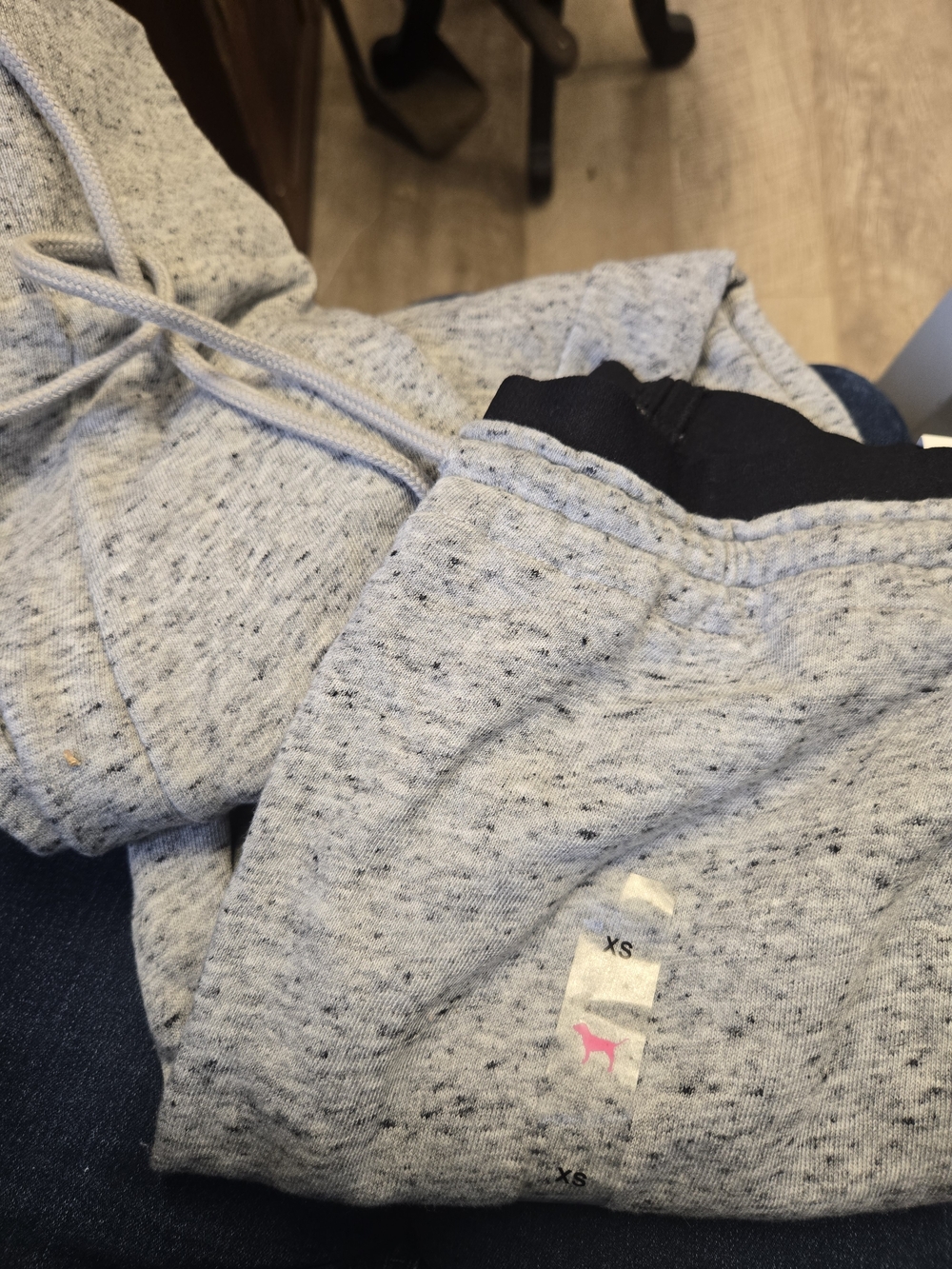 PINK Victoria's Secret Gray Speckled Joggers with Black Waistband